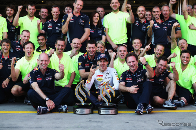 2013年 ドイツGPで勝利したレッドブルのセバスチャン・ベッテル