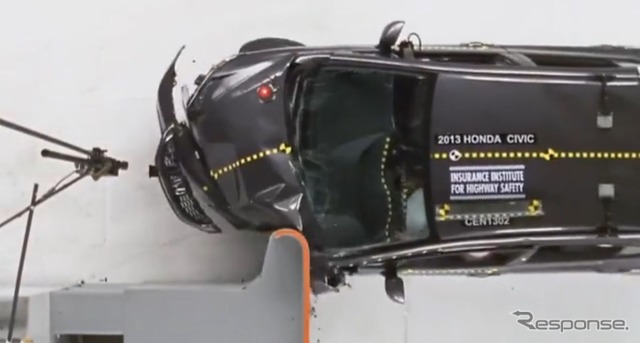 米IIHSが実施した北米向けホンダシビックの新スモールラップ衝突テスト