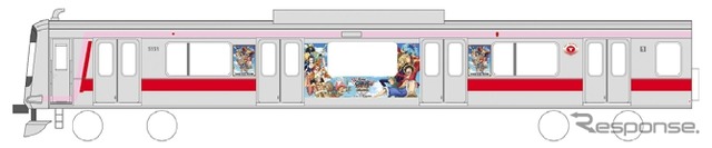 ラッピング列車「ワンピースグランドアリーナツアー号」のイメージ。9月16日まで運転される予定。