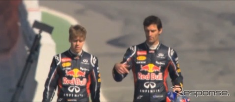 セバスチャン・ベッテルとマーク・ウェバー(動画キャプチャ)