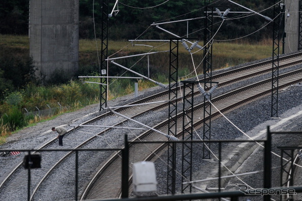 スペイン高速列車事故の現場カーブ