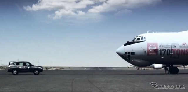 170トンの航空機を牽引した日産パトロール