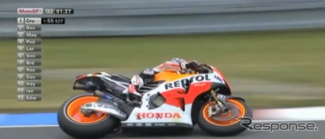 MotoGP第11戦の予選(動画キャプチャ)