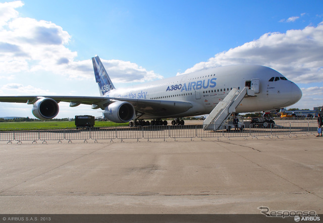 MAKS航空ショーで静止ディスプレイをされるA380