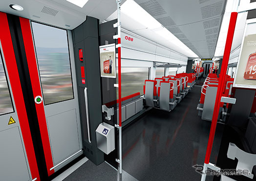 オーストリア連邦鉄道が導入する新型電車「シティジェット」のインテリアイメージ