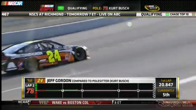 ジェフ・ゴードンの予選走行（動画キャプチャ）
