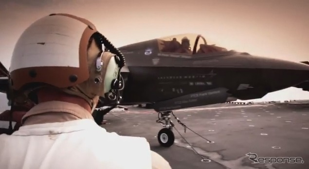 F-35B艦船上トライアル(動画キャプチャ)