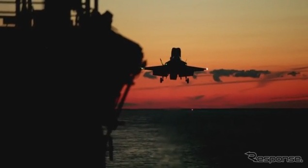 F-35B艦船上トライアル(動画キャプチャ)