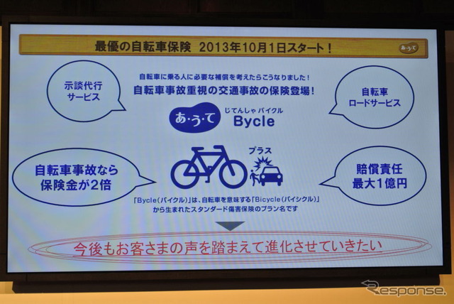 au損保は10月、「あ・う・て」、「自転車の日」の紹介を行なった。