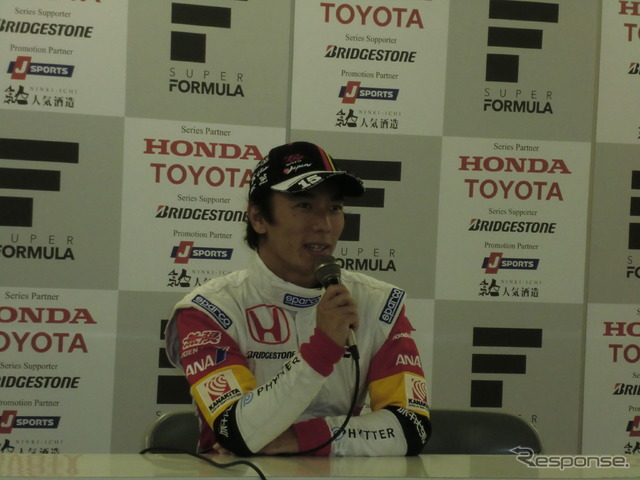 土曜日、スーパーフォーミュラ“復帰”を前に会見した佐藤琢磨。