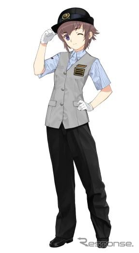 「鉄道むすめ」オリジナルキャラクターの「栗橋みなみ」。運行当日は「ミスくりはし」が栗橋みなみなどの制服を着用して乗客を案内する。