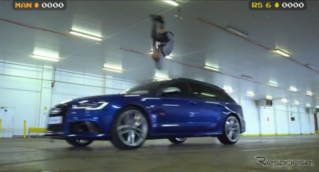アウディ RS6 アバントと、パルクール(フリースタイルランナー)が対決