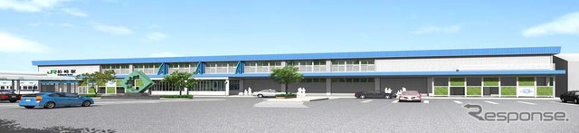このほどリニューアルした柏崎駅舎のイメージ。全体を海のイメージでまとめている。