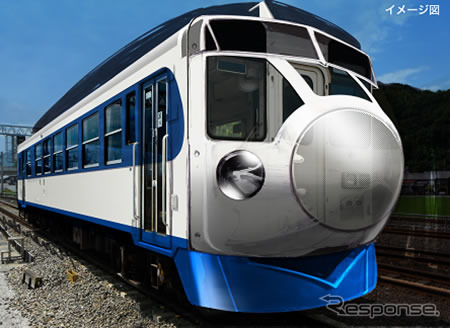 来春から予土線で運転される「鉄道ホビートレイン」のイメージ。既存の在来線気動車を「初代・新幹線車両」の0系そっくりに改造する。