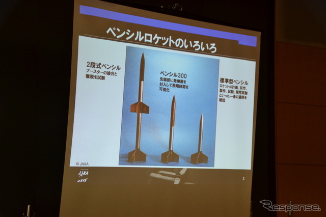 ペンシルロケットには、標準型、ペンシル300、二段型などバリエーションが存在する