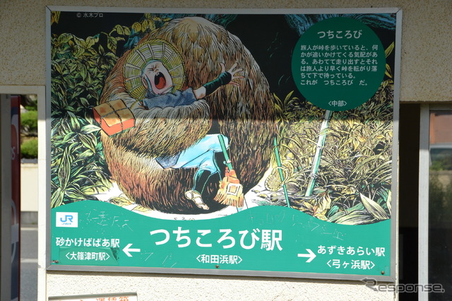 和田浜駅は「つちころび駅」。
