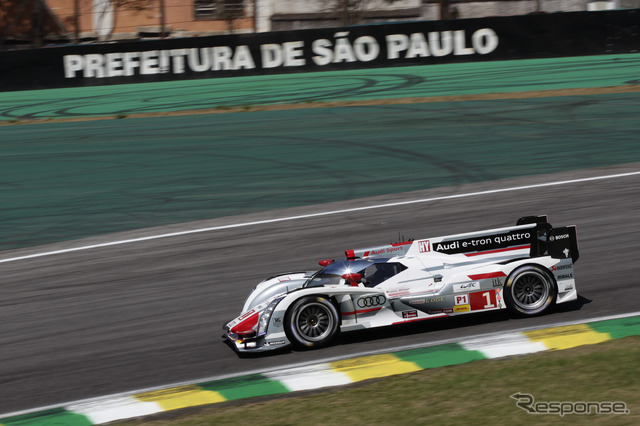 サンパウロ戦を走るアウディR18 e-tron クワトロ(カーナンバー1)。写真:AUDI AG