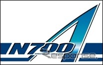 車体側面のN700Aのロゴマーク。JR西日本所有車は12月中旬から営業運転を開始する。