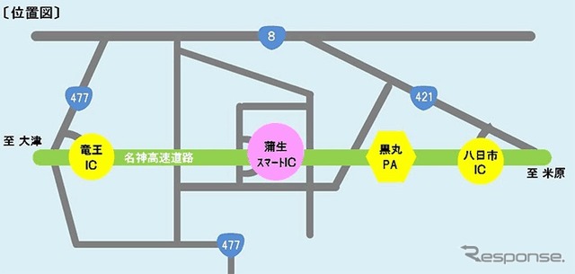 蒲生スマートICの概略マップ