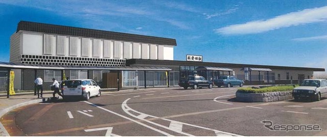 新発田駅のリニューアル完成イメージ。「城下町の風情ある駅舎」にリニューアルする。