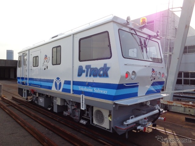 ブルーラインの軌道検測車は「B-Track」。