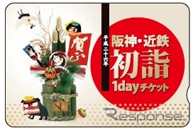 「阪神・近鉄初詣1dayチケット」のデザイン。