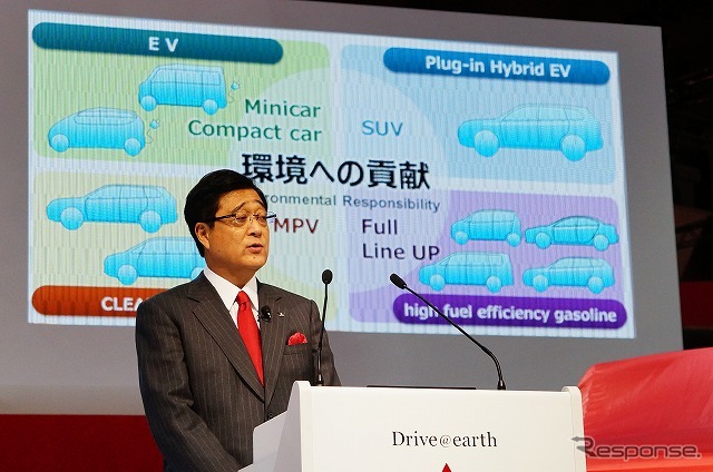 グローバルでCO2排出量の削減を目指すため、電動車両の生産比率を向上させていく。今回は2020年までに20%という数値を明らかにした。