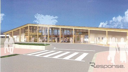 八頭町が計画している郡家駅コミュニティ施設の完成イメージ。