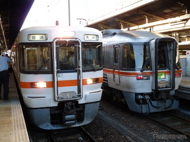 JR東海の在来線も利用できる。写真は関西本線の普通列車（左）と高山本線方面に向かう特急『ひだ』（右）。
