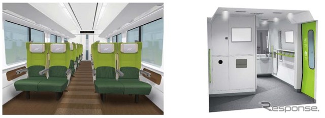 Mcの車内イメージ。緑を基調としたデザインにする。