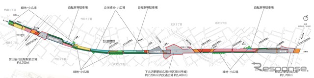 ゾーニング構想の平面図。災害発生時には緊急車両も走行できる通路などを整備する。