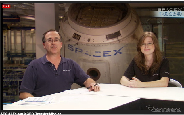 再打ち上げ日程を伝えるSpaceXの中継映像
