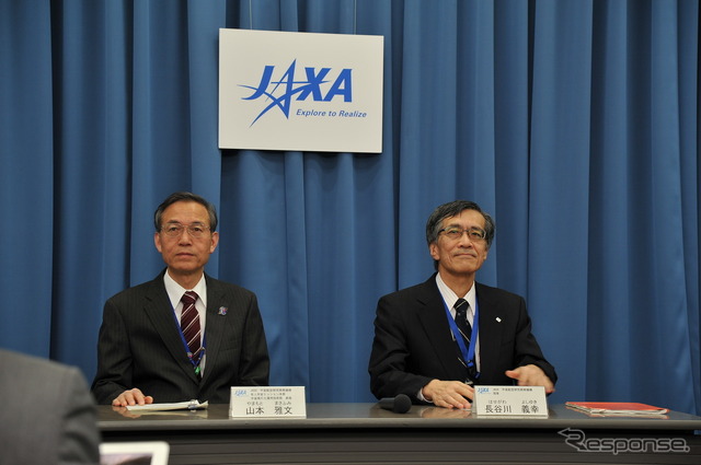 JAXAより、有人宇宙ミッション本部 宇宙飛行士運用技術部山本雅文部長と長谷川義幸理事が登壇。
