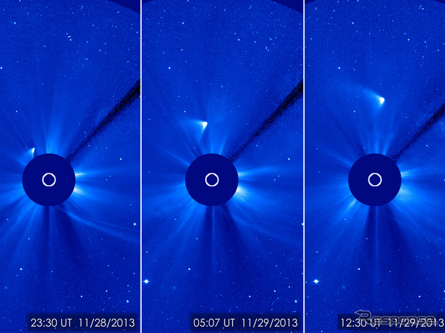 ESA/NASAの太陽圏観測所からの画像では、太陽を通過後、小さな核が無傷であることを確認した