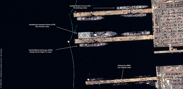 アストリウム社 プレアデス衛星撮影による世界最大の軍港 ノーフォーク港での艦船の画像を公開