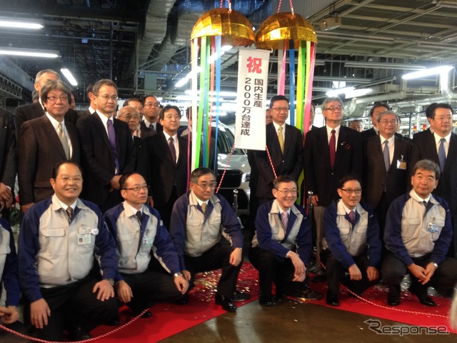 群馬製作所矢島工場（群馬県太田市）にておこなわれた2000万台ラインオフ式典