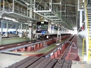 あおなみ線の潮凪車庫。同車庫が一般公開されるのは今回が初めてになる。
