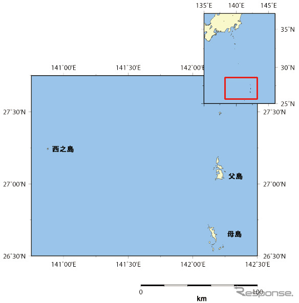 小笠原諸島（父島・母島）及び西之島の位置図