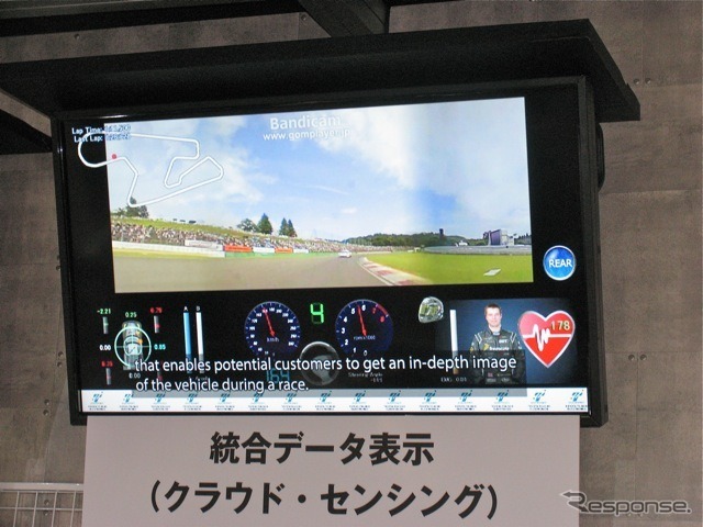 車両データや生体情報をカメラ映像と同時に表示することも可能だ