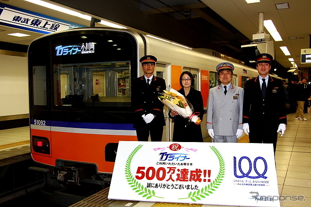 東武東上線「TJライナー」利用者500万人超え 1月22日に池袋駅でイベントが行なわれた