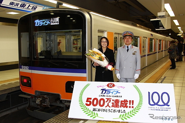 東武東上線「TJライナー」利用者500万人超え　1月22日に池袋駅でイベントが行なわれた