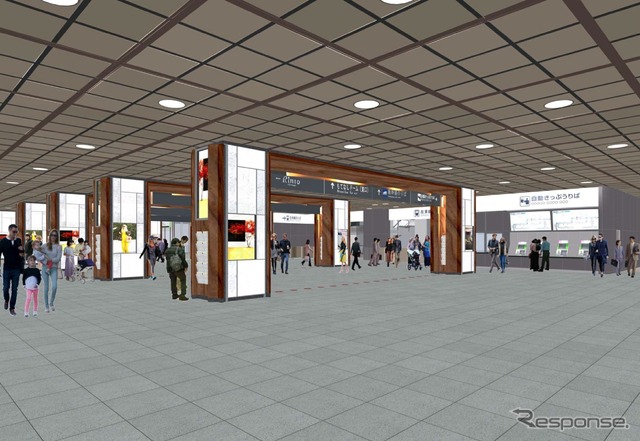 金沢駅リニューアルのイメージ（西口側から改札口側を望む）。工期は2015年3月までを予定している。