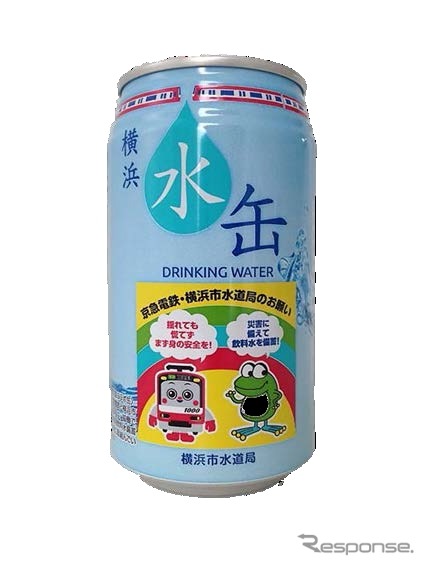 京急と水道局のキャラクターが減災を呼びかける「京急コラボ缶」も限定販売する。