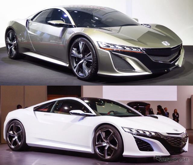 ホンダ NSX コンセプト(上が福岡モーターショー出品モデル、下は東京モーターショー出品モデル)