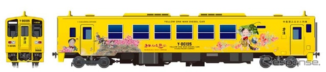 「中島潔ふるさと列車」第2弾のデザイン。「ひなまつりに合わせ子どもの絵を印象的に配置」するという。