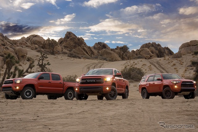 トヨタのTRDプロシリーズ(左からタコマ、タンドラ、4ランナー)