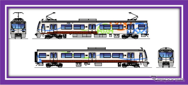 7000形の新しいカラーリングのイメージ。3月1日に「お披露目臨時列車」が運転される。