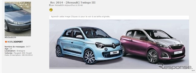 新型ルノー トゥインゴとプジョー108をリークした仏『WORLD SCOOP』