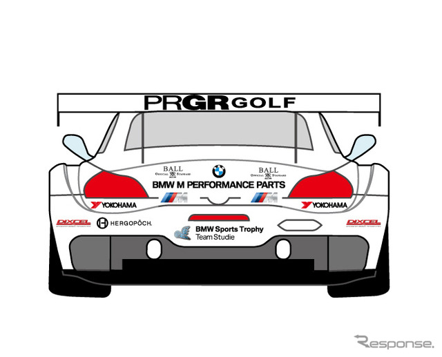 車両に付く「PRGR GOLF」のロゴ