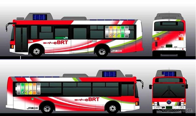 気仙沼線BRTに導入される電気バスのイメージ。本吉~気仙沼間で運行する。